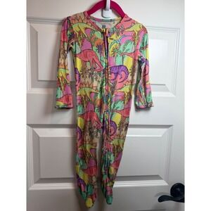 Bums & Roses Dinosaur Bamboo Footie Pajamas Neon Tropical Zippy 12-18 Months